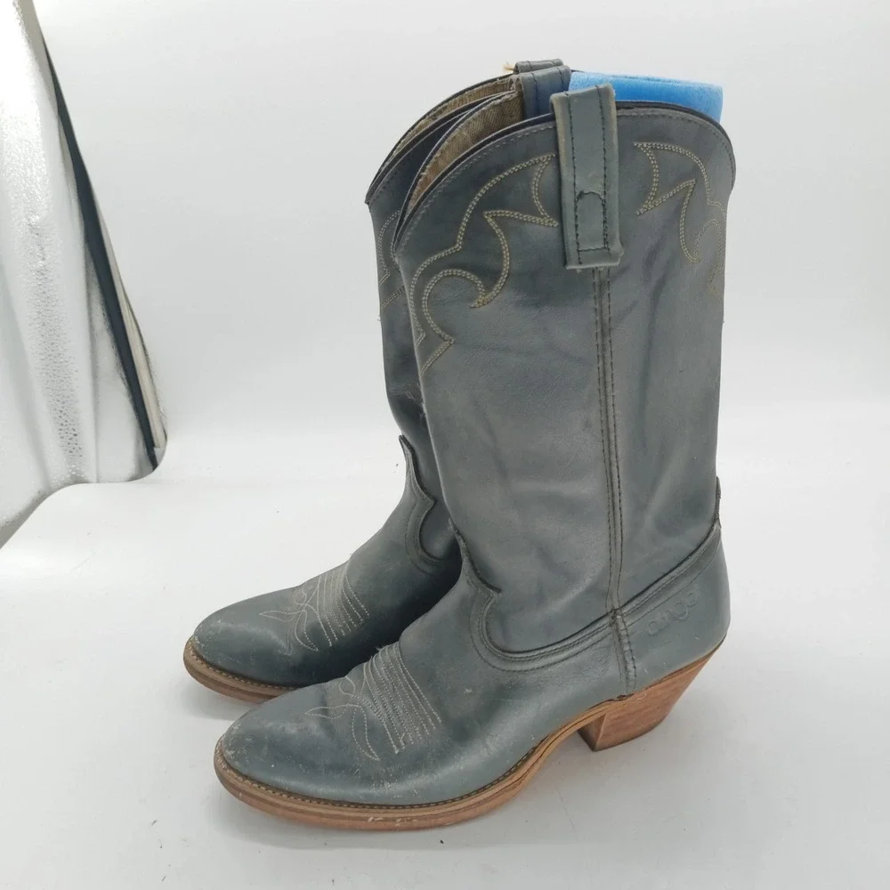 Dingo Womens Gray Leather Western Cowboy Boots 52001 Size 8 D s5
